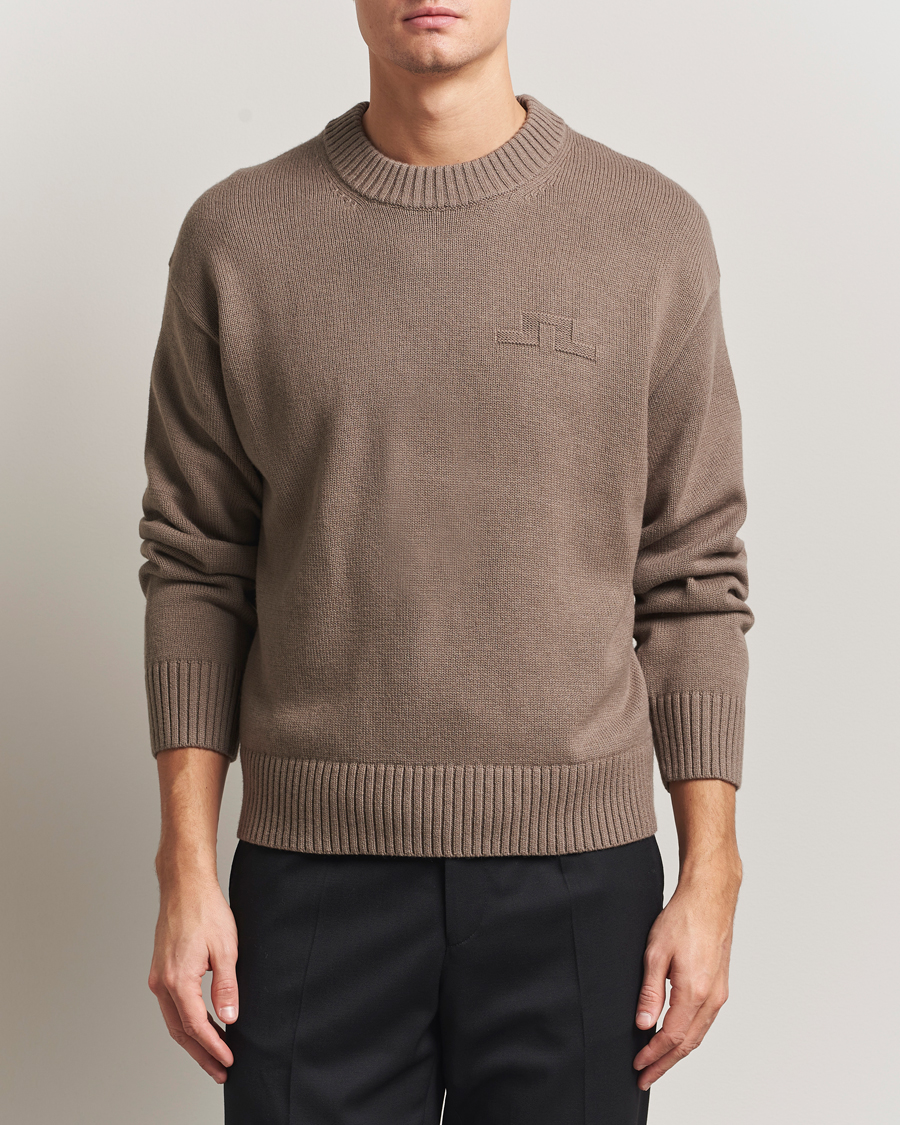 Hombres | Jerséis y prendas de punto | J.Lindeberg | Eddy Wool/Cotton Knitted Sweater Brindle