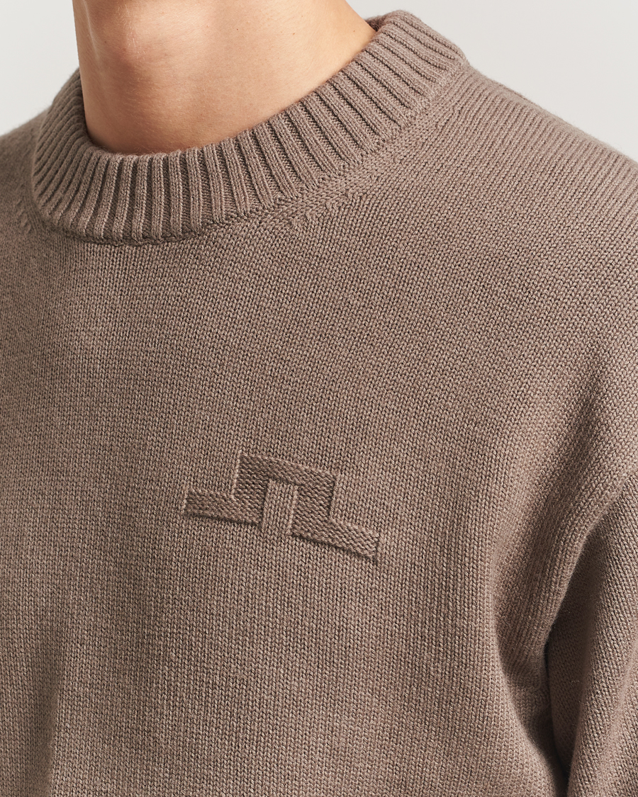 Hombres | Jerséis y prendas de punto | J.Lindeberg | Eddy Wool/Cotton Knitted Sweater Brindle