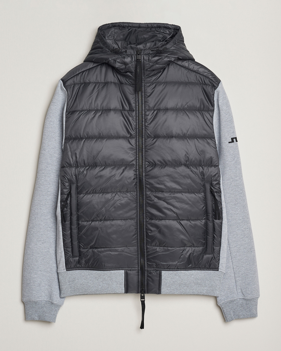 Hombres | Jerséis y prendas de punto | J.Lindeberg | Seth Hybrid Hooded Full Zip Medium Grey Melange