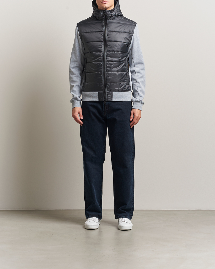 Hombres | Jerséis y prendas de punto | J.Lindeberg | Seth Hybrid Hooded Full Zip Medium Grey Melange