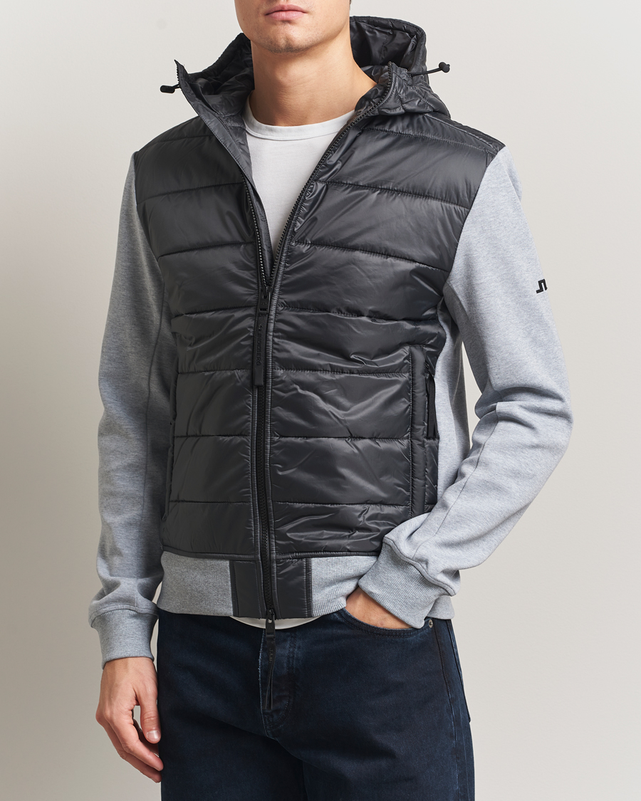 Hombres | Abrigos y chaquetas | J.Lindeberg | Seth Hybrid Hooded Full Zip Medium Grey Melange