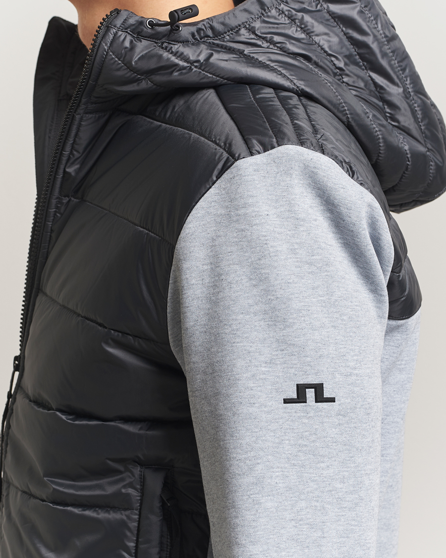 Hombres | Jerséis y prendas de punto | J.Lindeberg | Seth Hybrid Hooded Full Zip Medium Grey Melange
