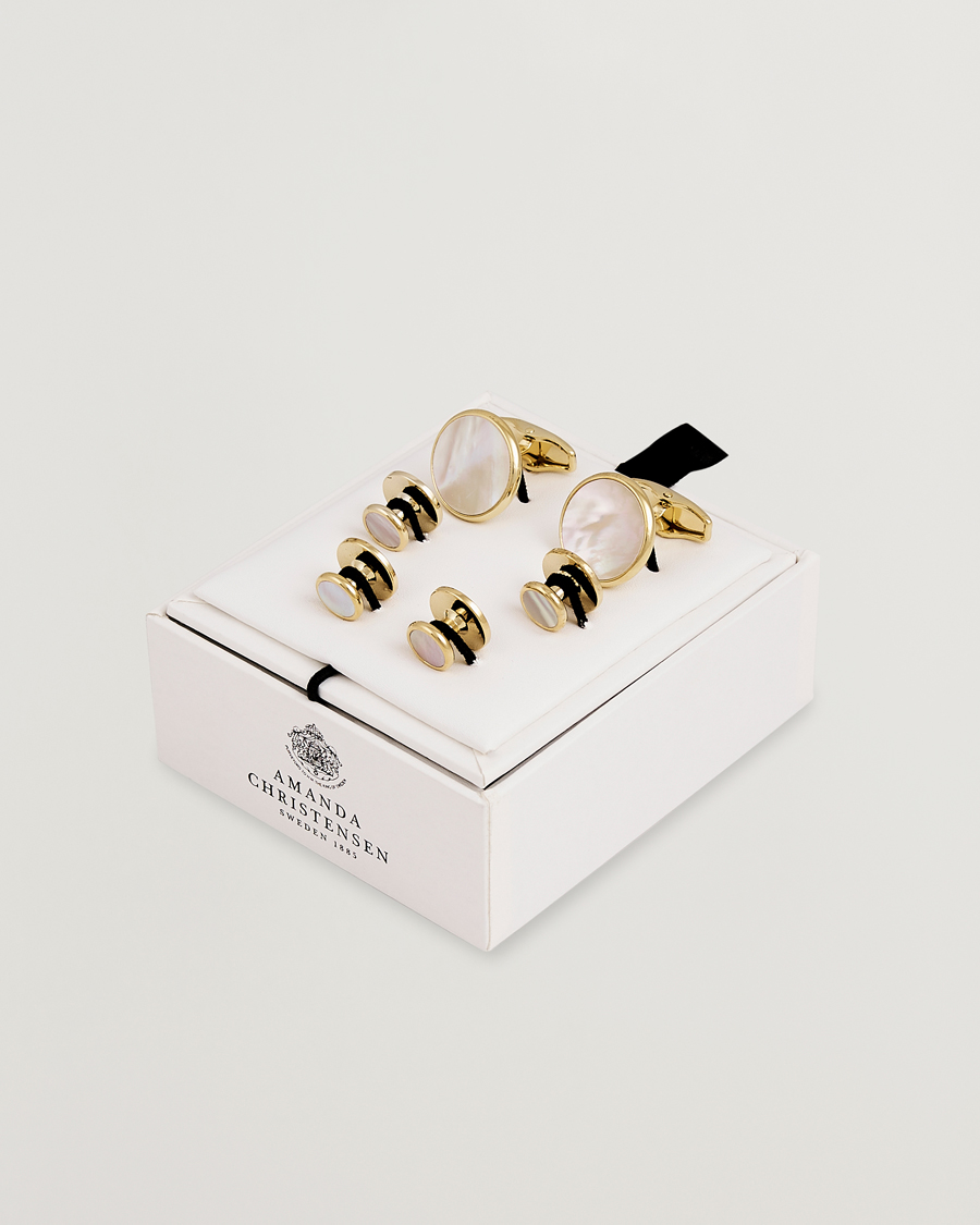 Hombres | Gemelos | Amanda Christensen | Cufflink & Shirt Studs Set Gold
