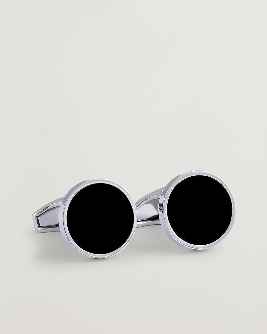 Hombres | Amanda Christensen Classic Cufflink Silver/Black | Amanda Christensen | Classic Cufflink Silver/Black