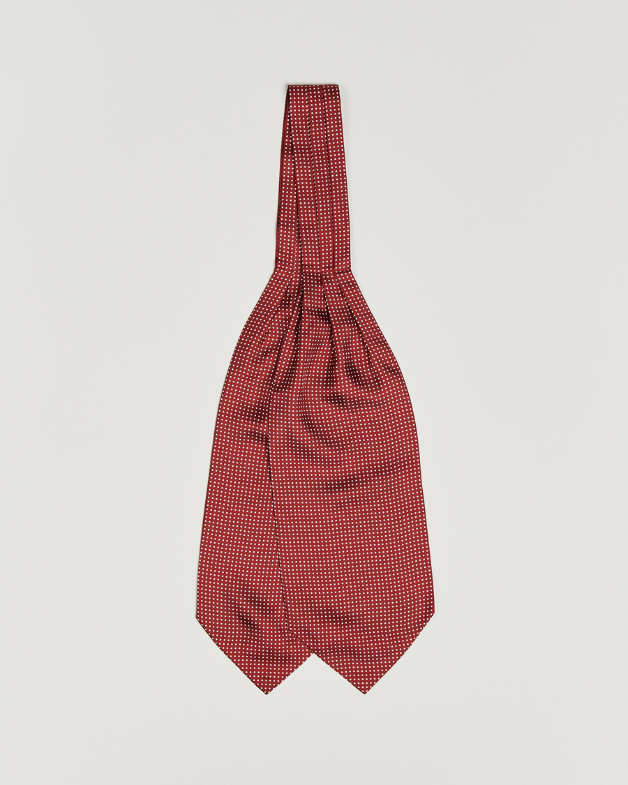 Hombres | Bufandas elegantes | Amanda Christensen | Silk Twill Micro Dot Ascot Wine Red