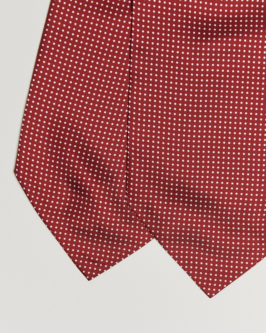 Hombres | Bufandas elegantes | Amanda Christensen | Silk Twill Micro Dot Ascot Wine Red