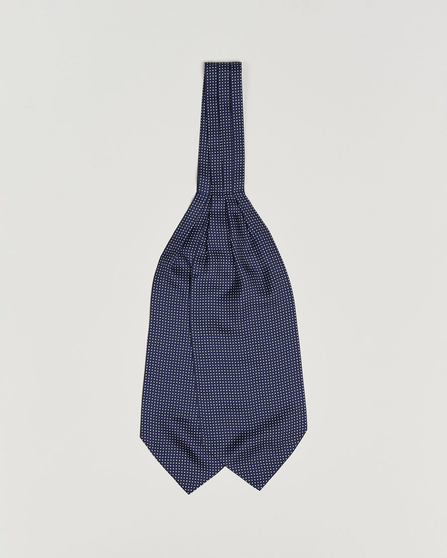 Hombres | Bufandas elegantes | Amanda Christensen | Silk Twill Micro Dot Ascot Navy