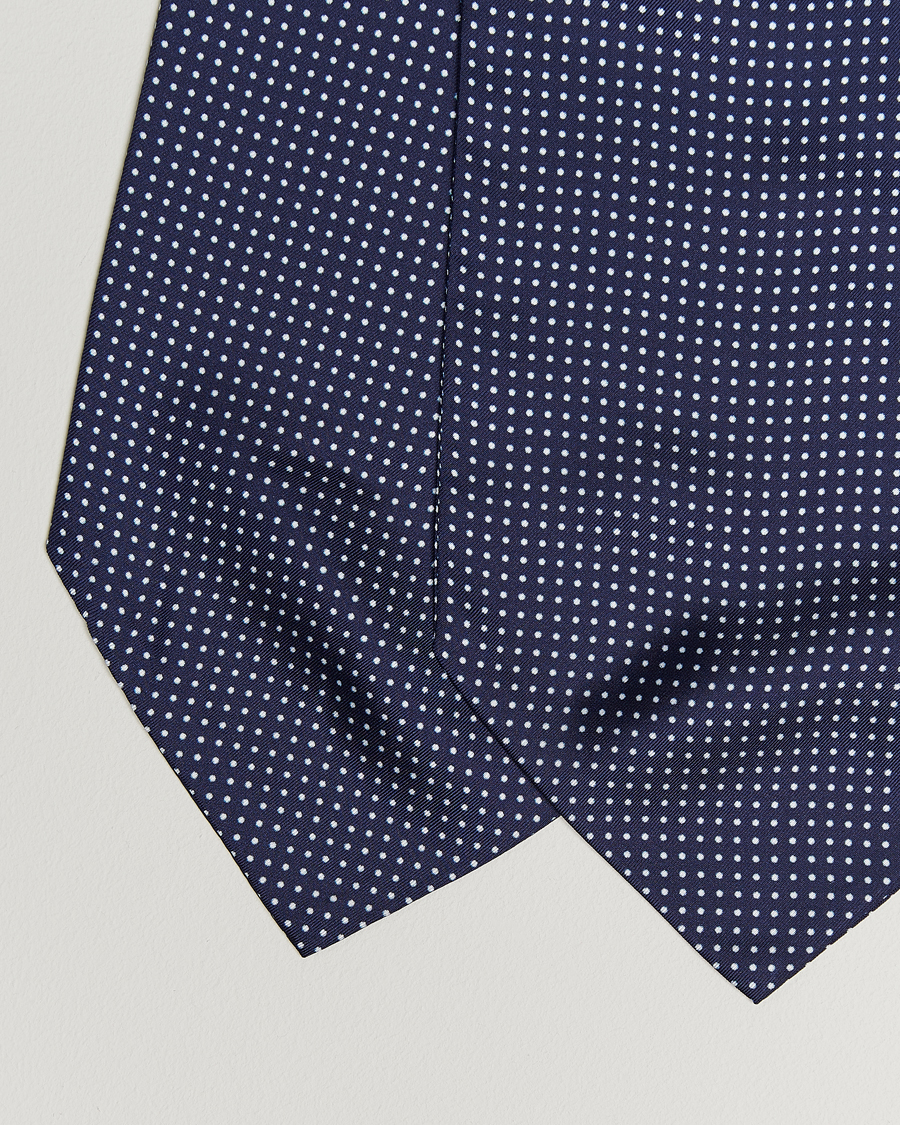 Hombres | Bufandas elegantes | Amanda Christensen | Silk Twill Micro Dot Ascot Navy