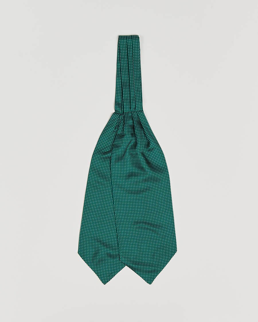 Hombres | Bufandas elegantes | Amanda Christensen | Silk Twill Micro Dot Ascot Bottle Green