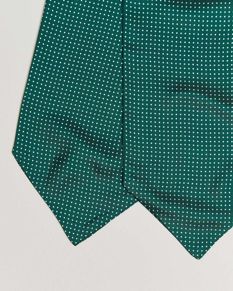 Hombres | Bufandas elegantes | Amanda Christensen | Silk Twill Micro Dot Ascot Bottle Green