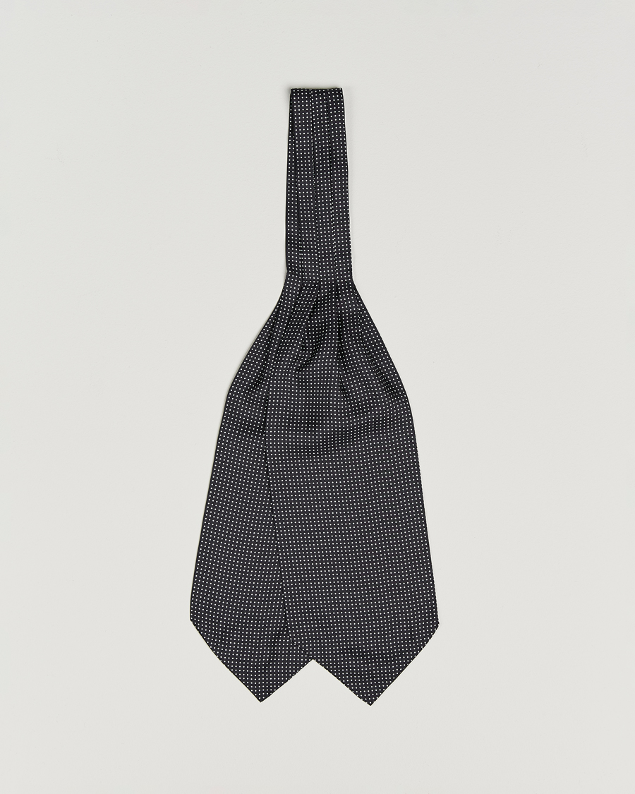 Hombres | Bufandas elegantes | Amanda Christensen | Silk Twill Micro Dot Ascot Black