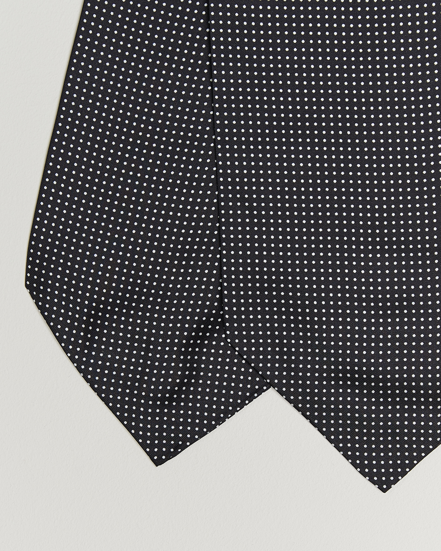 Hombres | Bufandas elegantes | Amanda Christensen | Silk Twill Micro Dot Ascot Black