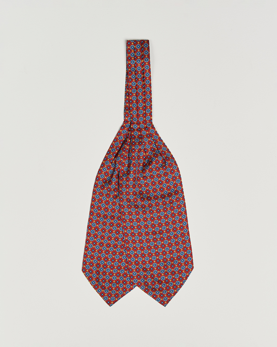 Hombres | Bufandas elegantes | Amanda Christensen | Silk Twill Medallion Ascot Wine Red