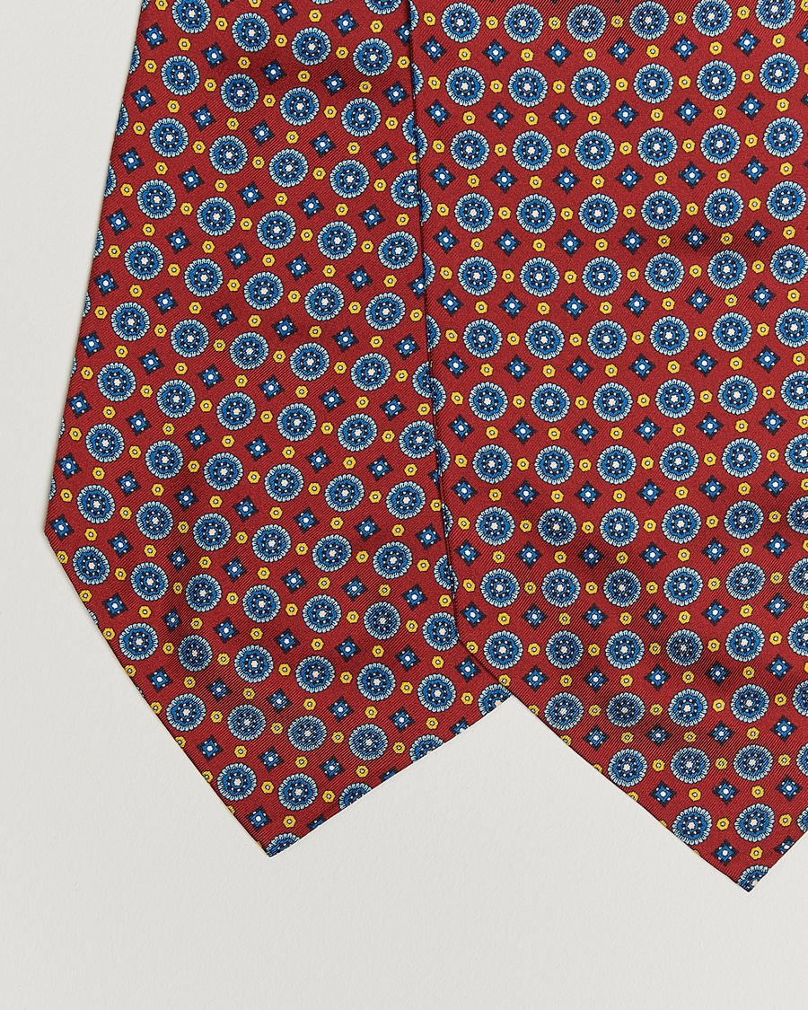 Hombres | Bufandas elegantes | Amanda Christensen | Silk Twill Medallion Ascot Wine Red