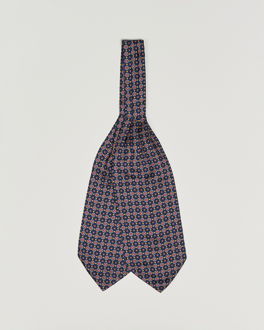 Hombres | Bufandas elegantes | Amanda Christensen | Silk Twill Medallion Ascot Navy