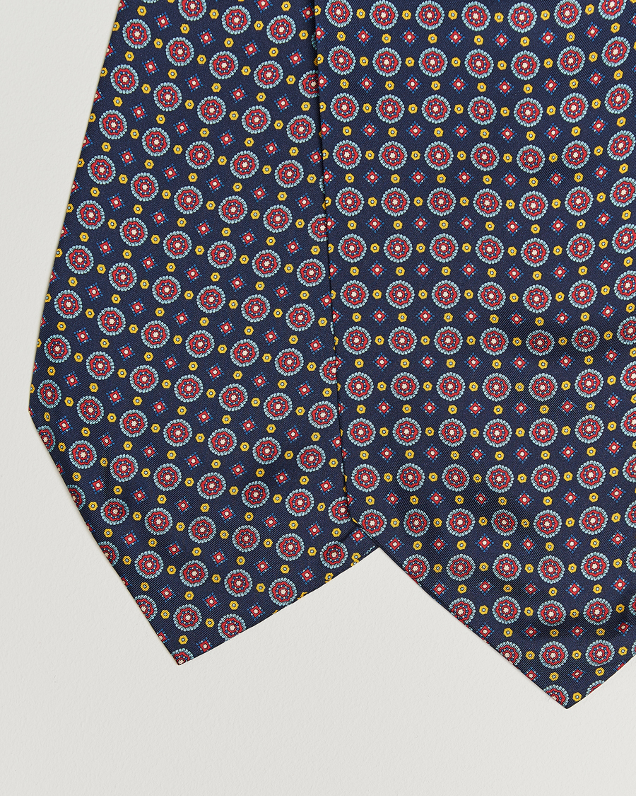 Hombres | Bufandas elegantes | Amanda Christensen | Silk Twill Medallion Ascot Navy