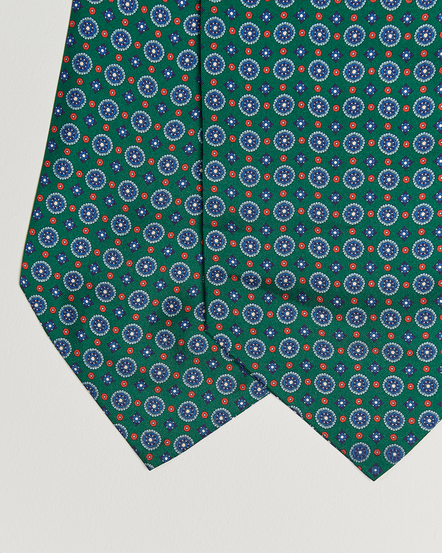 Hombres | Bufandas elegantes | Amanda Christensen | Silk Twill Medallion Ascot Bottle Green