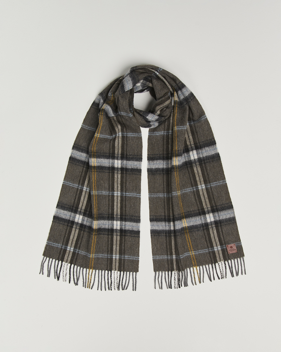 Hombres | Amanda Christensen Wool Checked Scarf Olive | Amanda Christensen | Wool Checked Scarf Olive