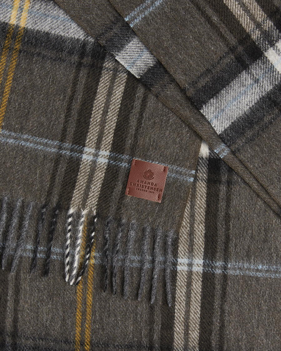 Hombres | Amanda Christensen Wool Checked Scarf Olive | Amanda Christensen | Wool Checked Scarf Olive