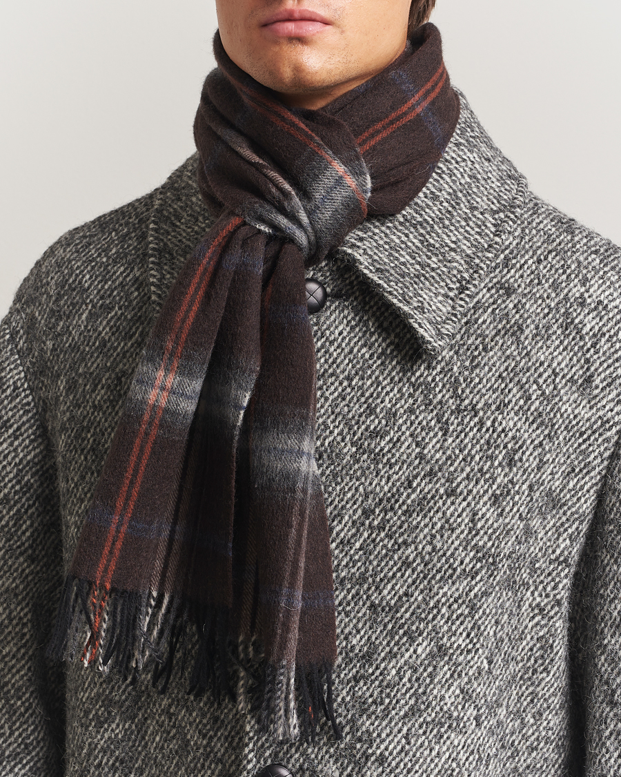 Hombres | Amanda Christensen Wool Checked Scarf Brown | Amanda Christensen | Wool Checked Scarf Brown
