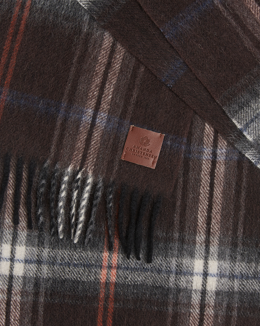 Hombres | Amanda Christensen Wool Checked Scarf Brown | Amanda Christensen | Wool Checked Scarf Brown