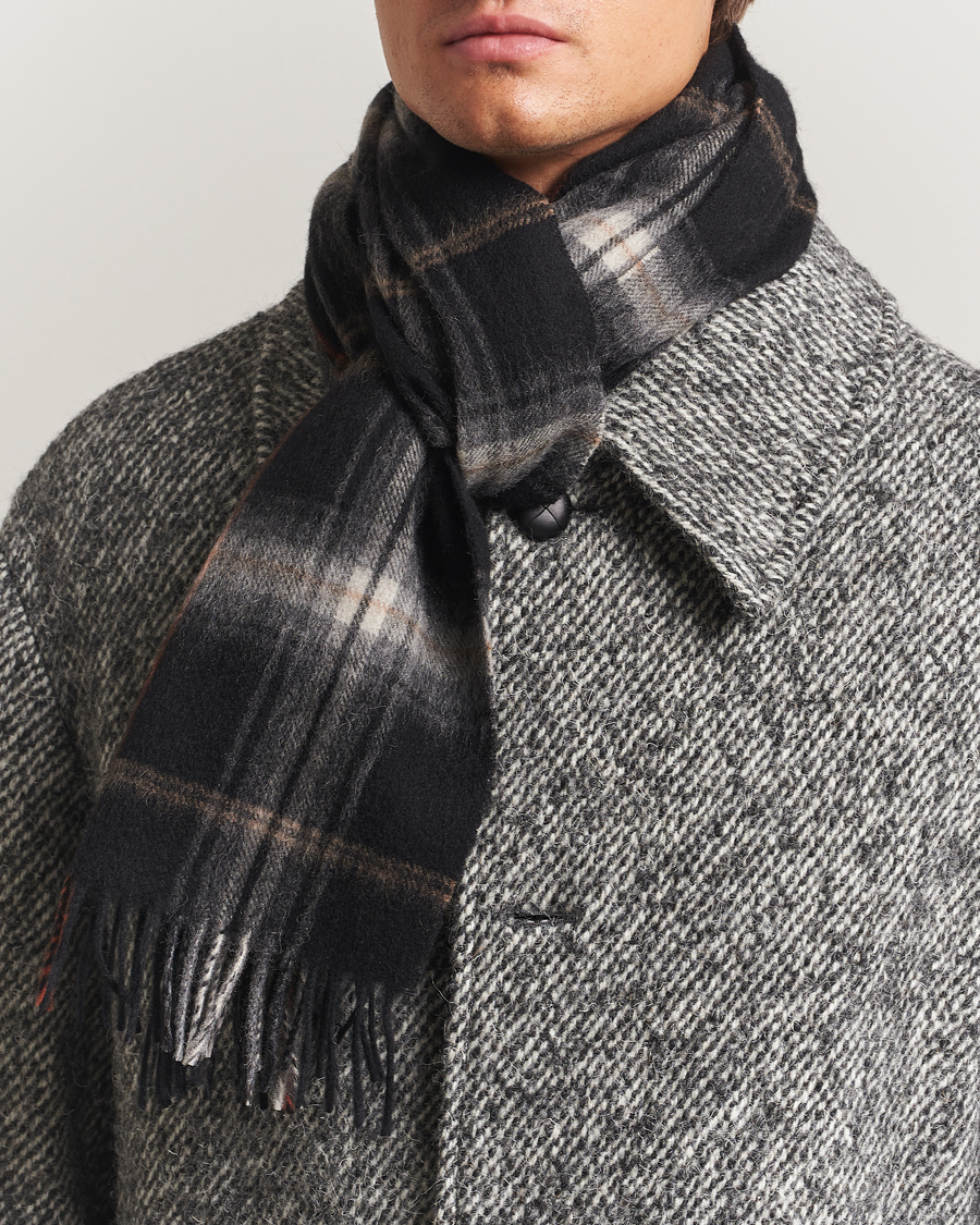 Hombres | Amanda Christensen Wool Checked Scarf Black | Amanda Christensen | Wool Checked Scarf Black