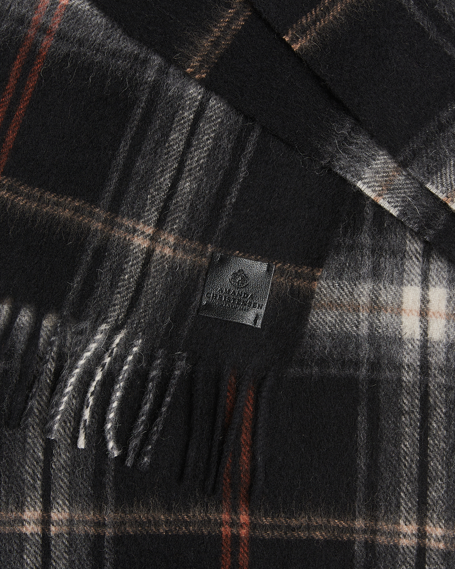 Hombres | Amanda Christensen Wool Checked Scarf Black | Amanda Christensen | Wool Checked Scarf Black