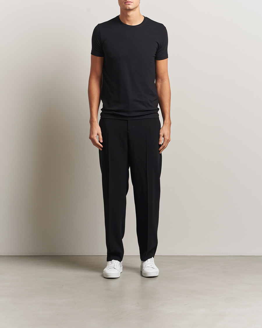 Hombres | Camisetas | Falke | 2-Pack Cotton Crew Neck T-Shirt Black