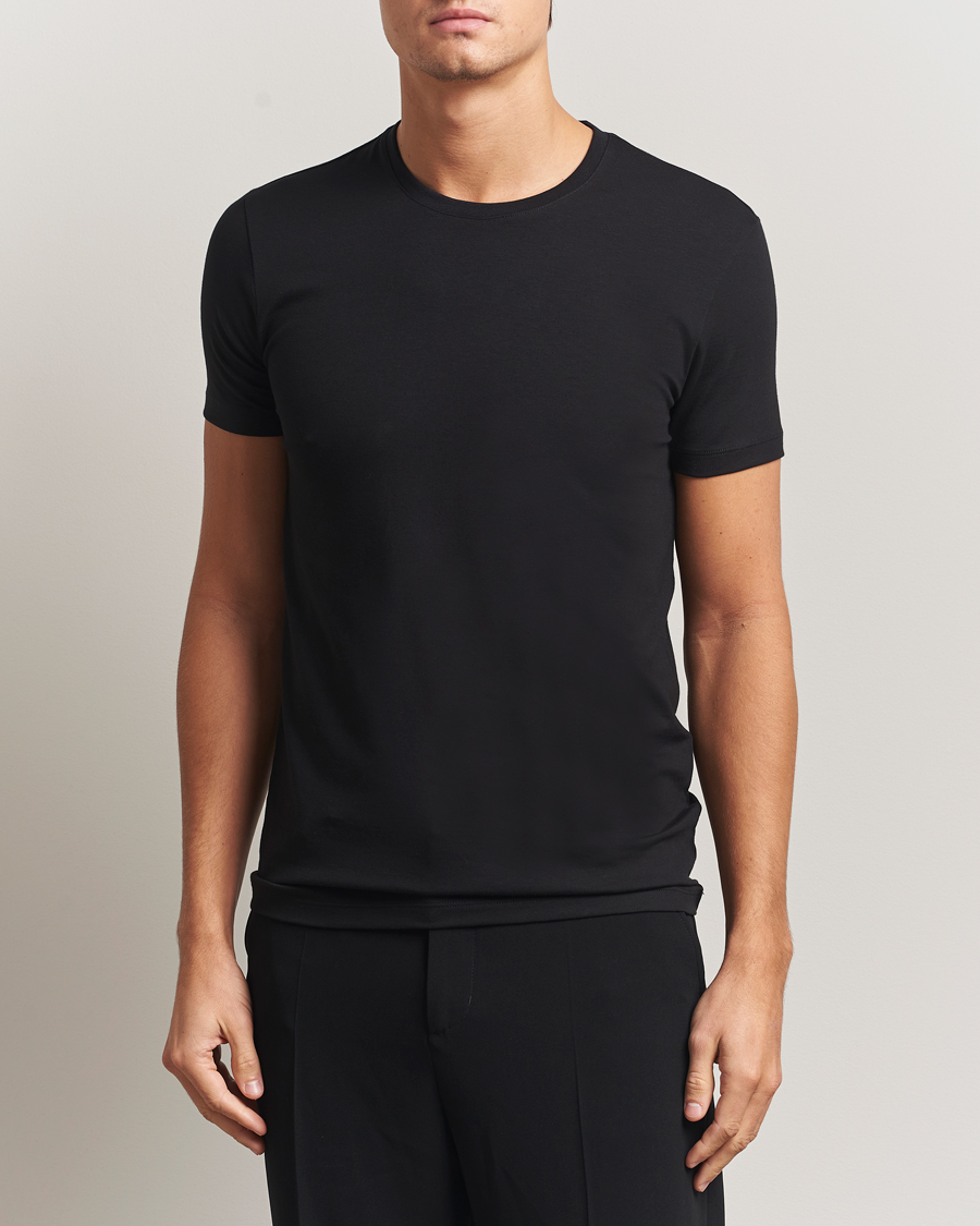 Hombres | Camisetas | Falke | 2-Pack Cotton Crew Neck T-Shirt Black