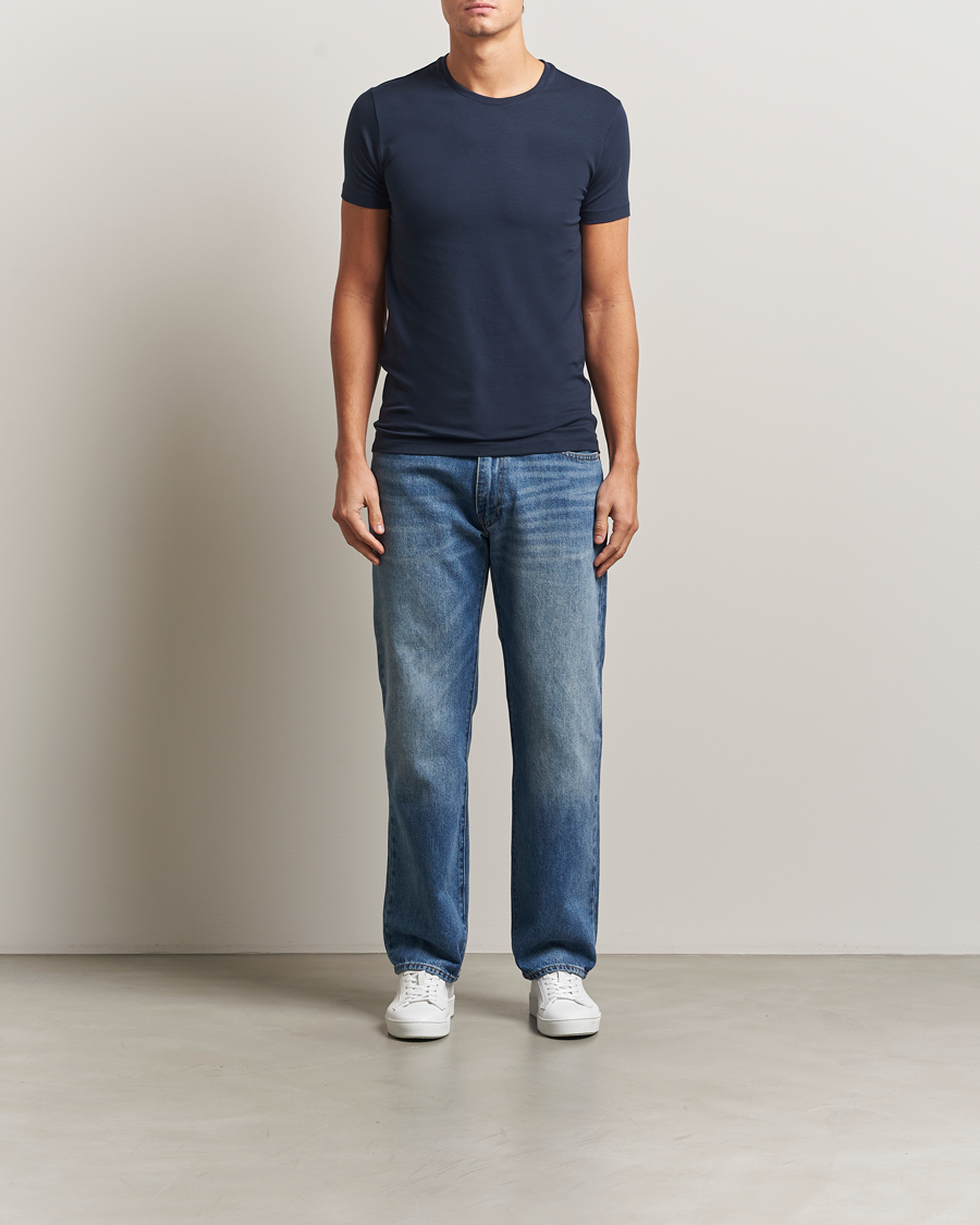 Hombres | Camisetas | Falke | 2-Pack Cotton Crew Neck T-Shirt Midnight