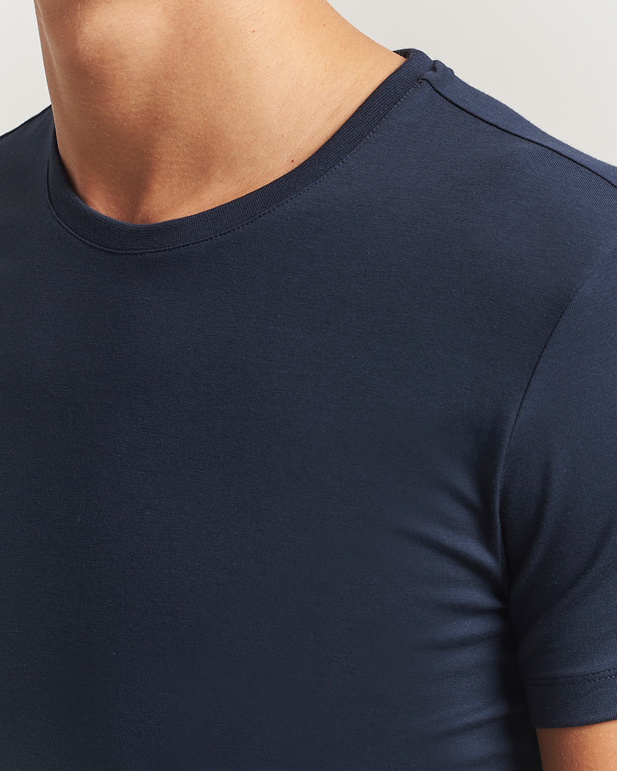 Hombres | Camisetas | Falke | 2-Pack Cotton Crew Neck T-Shirt Midnight