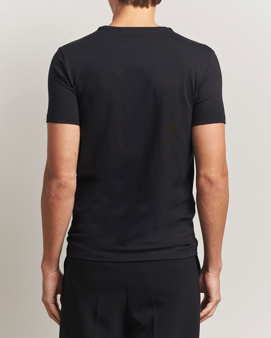 Hombres | Camisetas | Falke | 2-Pack Cotton V-Neck T-Shirt Black