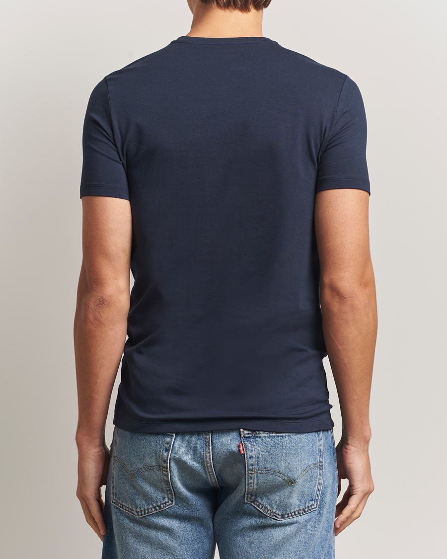 Hombres | Camisetas | Falke | 2-Pack Cotton V-Neck T-Shirt Midnight