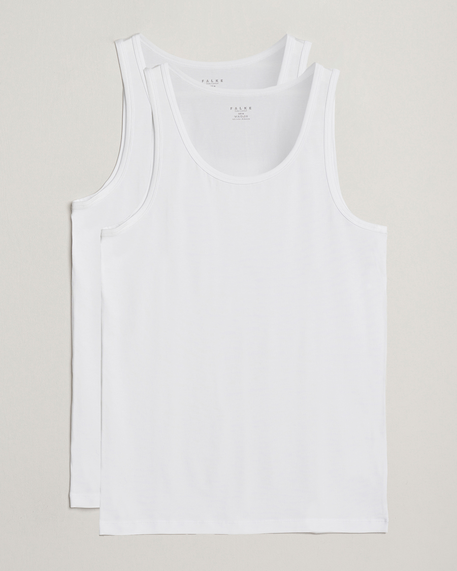 Hombres | Camisetas | Falke | 2-Pack Cotton Tank Top White