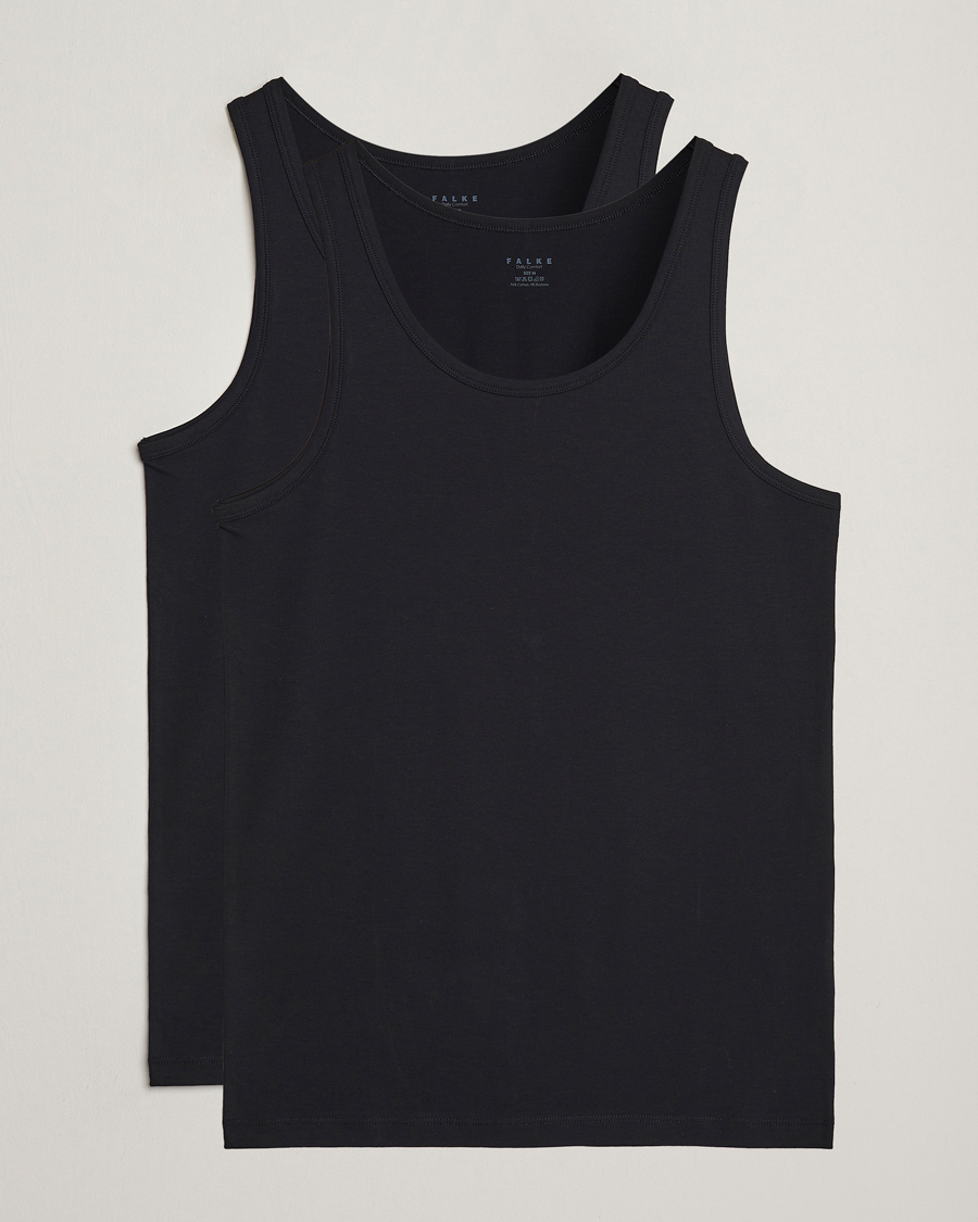 Hombres | Camisetas | Falke | 2-Pack Cotton Tank Top Black