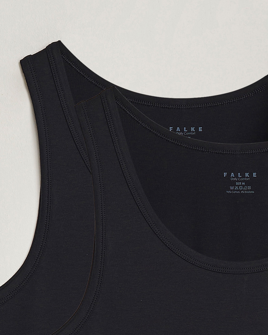 Hombres | Camisetas | Falke | 2-Pack Cotton Tank Top Black