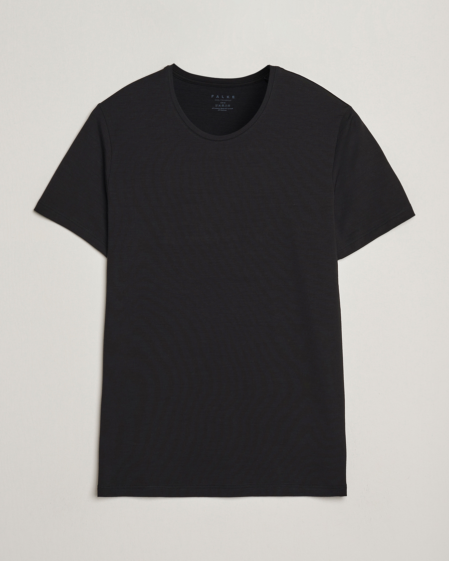 Hombres | Camisetas | Falke | Clima Wool Crew Neck T-Shirt Black