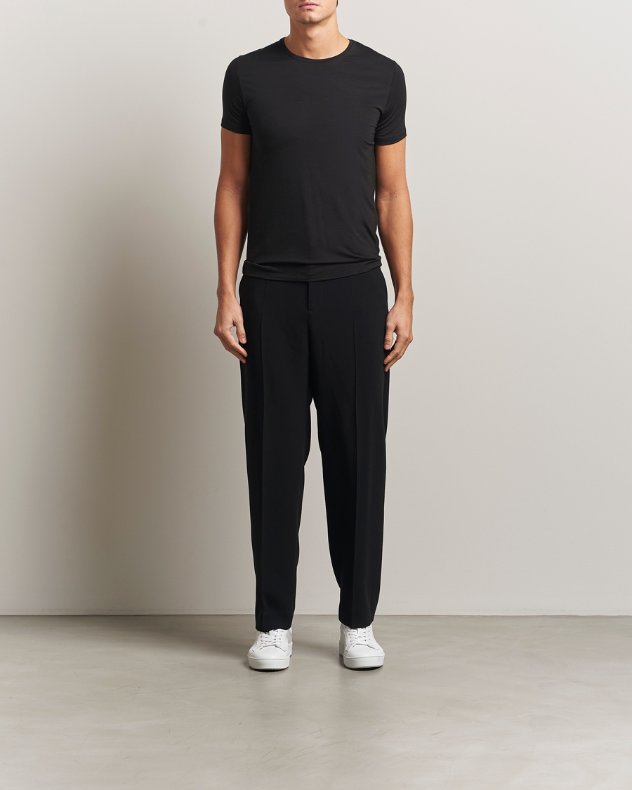 Hombres | Camisetas | Falke | Clima Wool Crew Neck T-Shirt Black