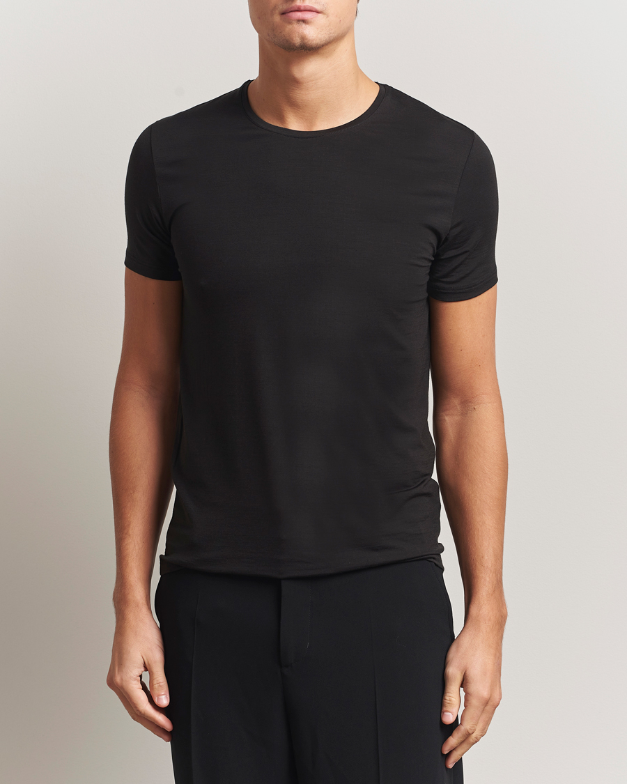 Hombres | Camisetas | Falke | Clima Wool Crew Neck T-Shirt Black
