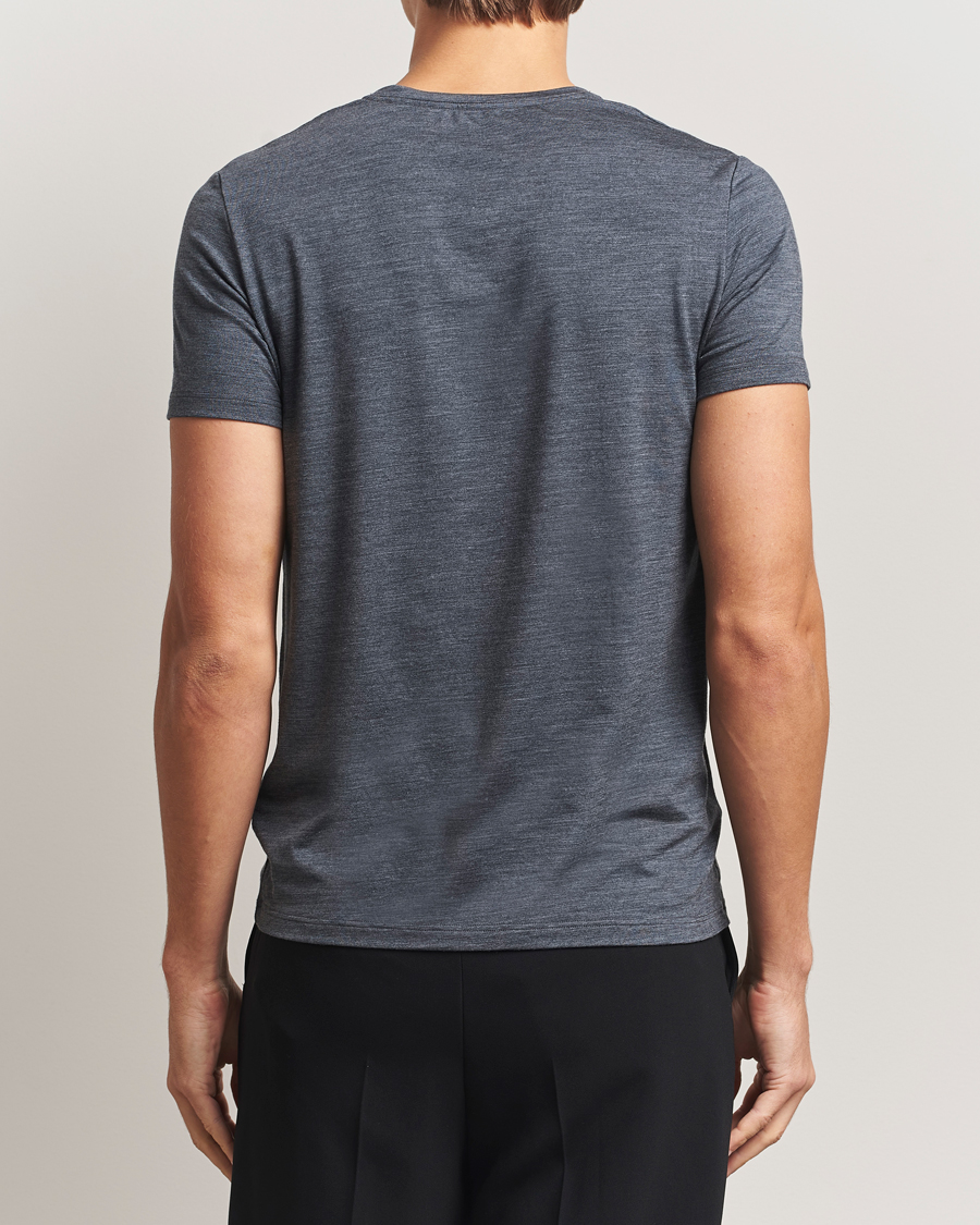 Hombres | Camisetas | Falke | Clima Wool Crew Neck T-Shirt Dark Grey Heather