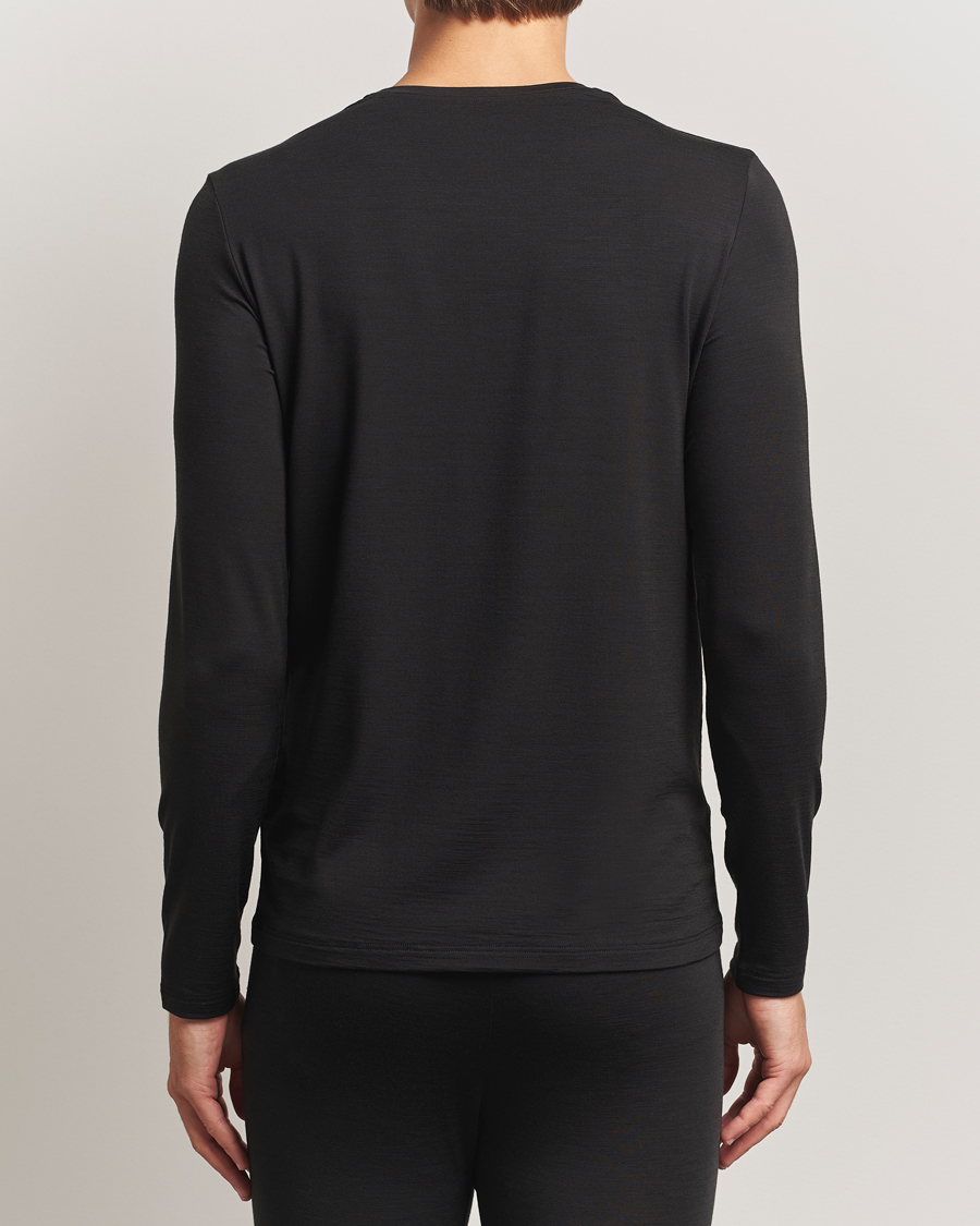 Hombres | Camisetas | Falke | Clima Wool Wool Long Sleeve T-Shirt Black