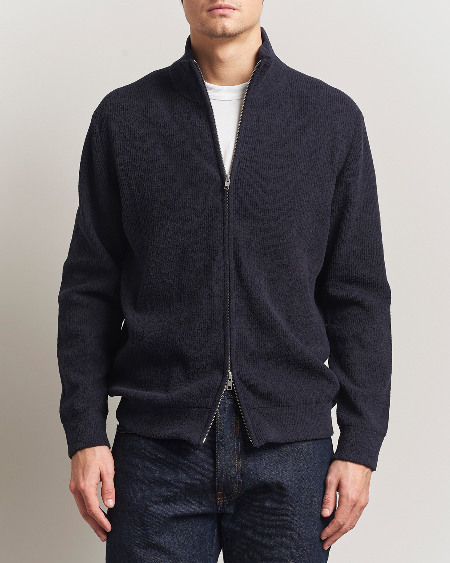 Hombres | Jerséis y prendas de punto | NN07 | Danny Rib Knitted Full Zip Navy Blue