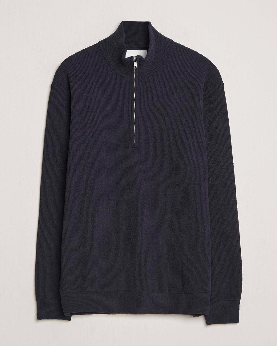 Hombres | Jerséis y prendas de punto | NN07 | Danny Rib Knitted Half Zip Navy Blue
