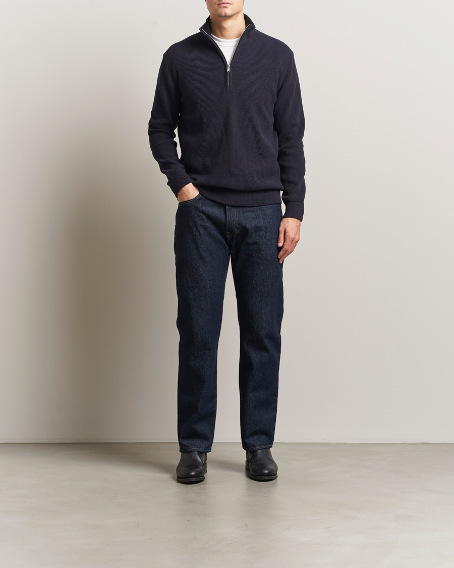 Hombres | Jerséis y prendas de punto | NN07 | Danny Rib Knitted Half Zip Navy Blue