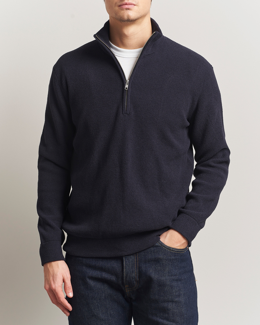 Hombres | Jerséis y prendas de punto | NN07 | Danny Rib Knitted Half Zip Navy Blue