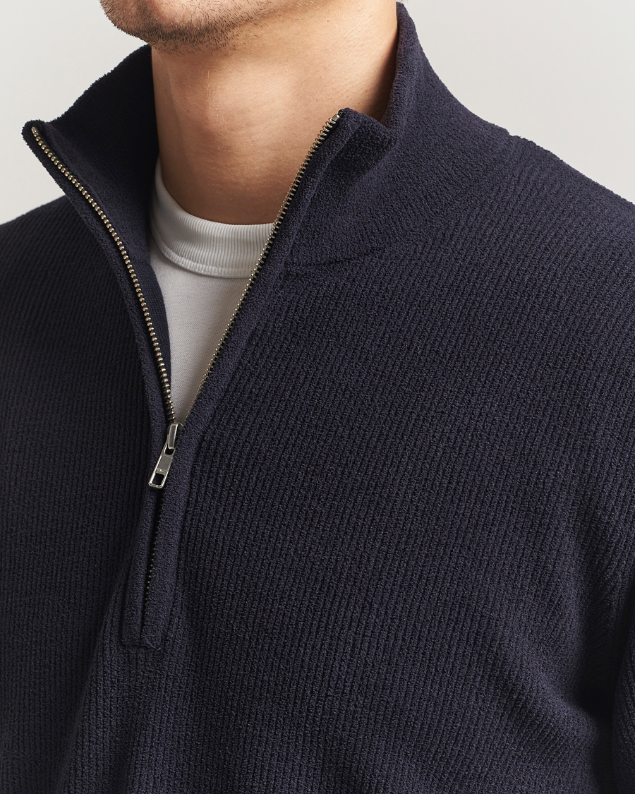 Hombres | Jerséis y prendas de punto | NN07 | Danny Rib Knitted Half Zip Navy Blue