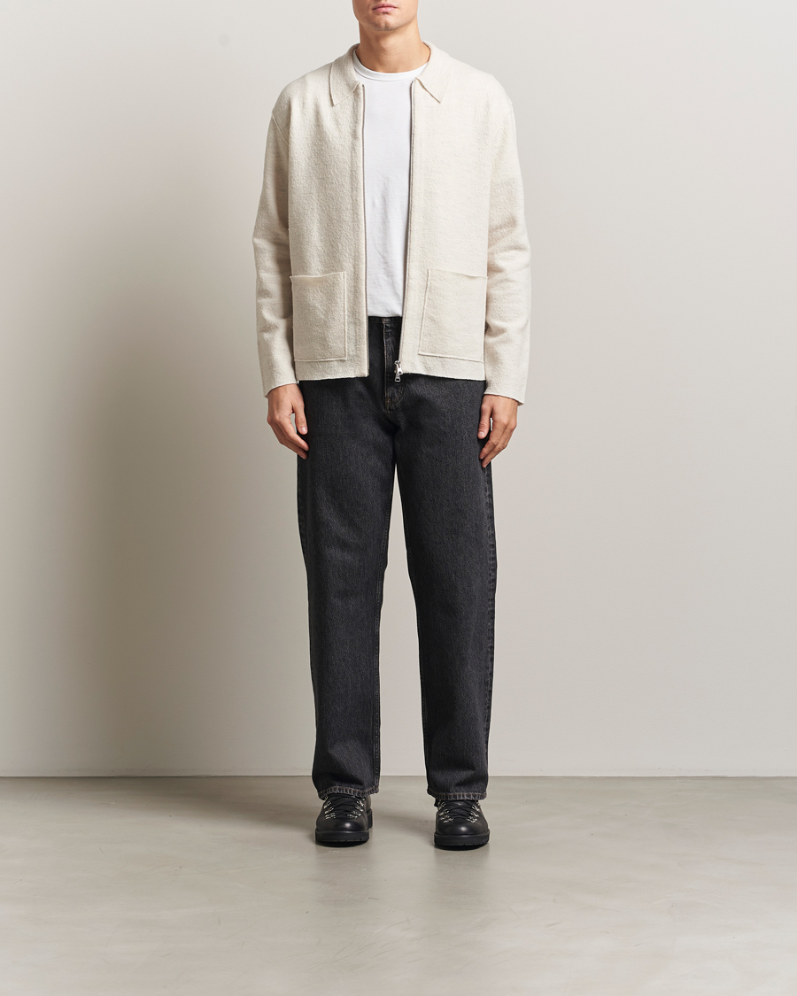 Hombres | Jerséis y prendas de punto | NN07 | Jonas Boiled Wool Full Zip Ivory