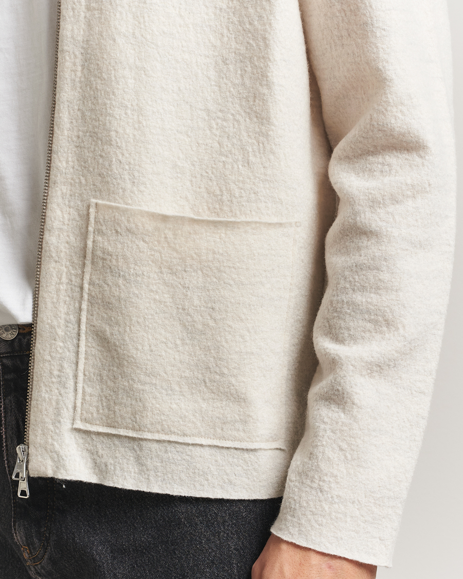 Hombres | Jerséis y prendas de punto | NN07 | Jonas Boiled Wool Full Zip Ivory