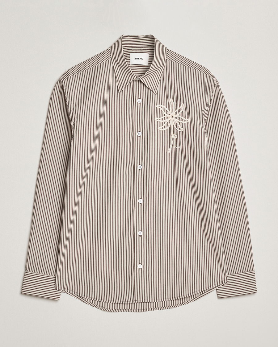 Hombres | Camisas | NN07 | Quinsy Striped Embroidered Shirt Brown