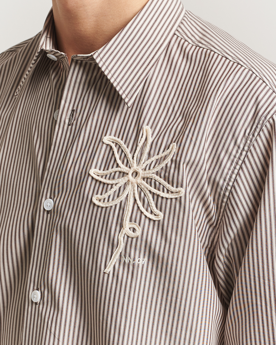 Hombres | Camisas | NN07 | Quinsy Striped Embroidered Shirt Brown
